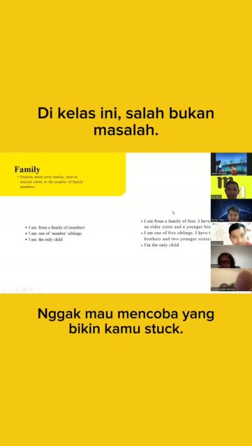 Di kelas ini, salah bukan masalah. Yang bikin kamu stuck justru saat kamu memilih diam dan nggak mau mencoba. 🤍

Belajar English itu proses—mulai dari kalimat sederhana, berani praktik, lalu pelan-pelan diperbaiki.

Nggak harus langsung jago. Yang penting terus mau belajar dan mencoba. ✨

#BelajarBahasaInggris #EnglishPemula #BasicEnglish #SpeakingPemula #KampungInggrisMM