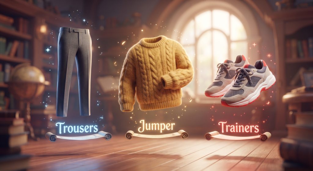 Kosakata Pakaian: Mengenal Jumper, Trousers, dan Trainers.