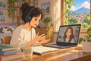belajar 1-on-1 saat siswa mengikuti kelas private online dari rumah