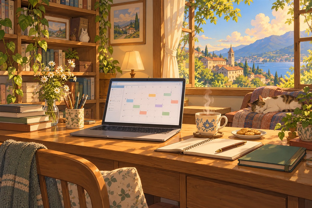 Kalender di laptop untuk mengatur jadwal belajar kelas private online