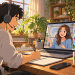 Teknologi video call menghubungkan peserta dan tutor kelas private online.
